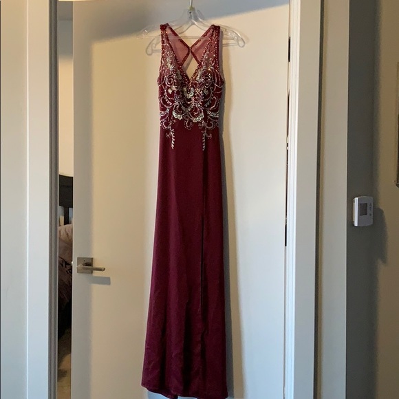 Dancing Queen Burgundy Prom Dress - Picture 2 of 8